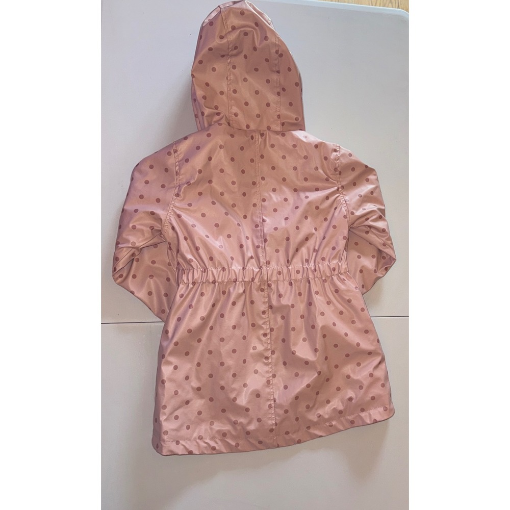 Liv & Lottie Raincoat Girls Size 4 Pink Polka Dot Faux Fur Lined Hooded Jacket - Picture 6 of 8